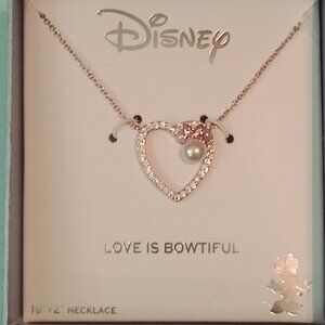 Minnie Mouse heart goldtone heart rhinestone necklace